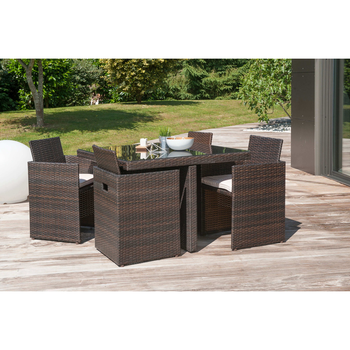 Table de jardin encastrable DCB Garden® 4 places Chocolat