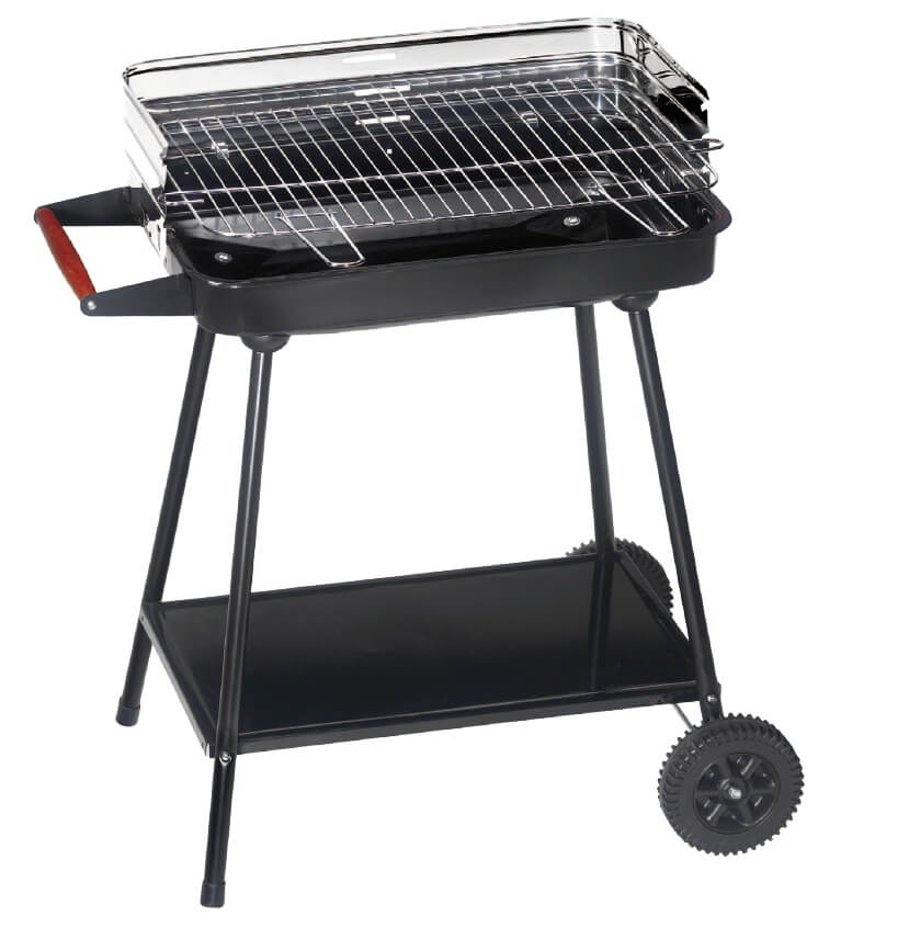 Barbecue charbon sur desserte 57cm avec 2 roues seve