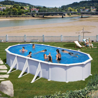 Piscine acier Gré ovale Atlantis 815 x 490 x H.132 cm - Filtre à sable