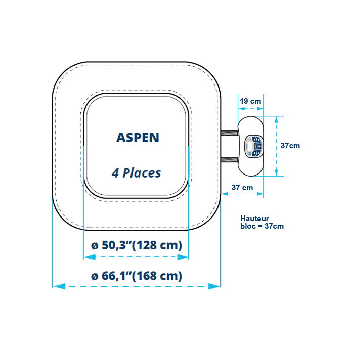 Spa gonflable Netspa Aspen carré 4 places