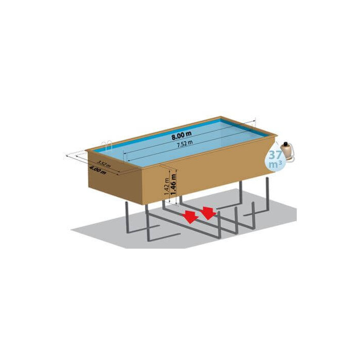 Piscine bois Braga 815 x 420 x H 146 cm