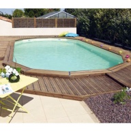 Piscine en bois hors-sol Maeva 8x4m avec escalier sous liner