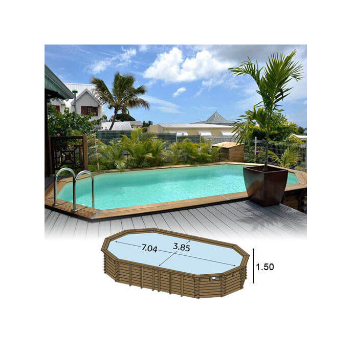 Piscine bois Maéva 700 x 400 x H.150 cm octogonale