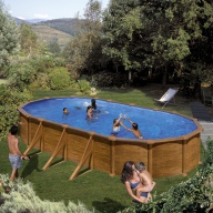 Piscine acier Gré ovale Mauritius 744 x 399 x H.132 cm - Filtre à sable
