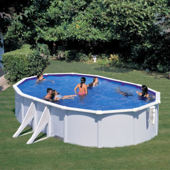 Piscine acier Gré ovale Bora Bora 634 x 399 x H.122 m - Filtre à cartouche