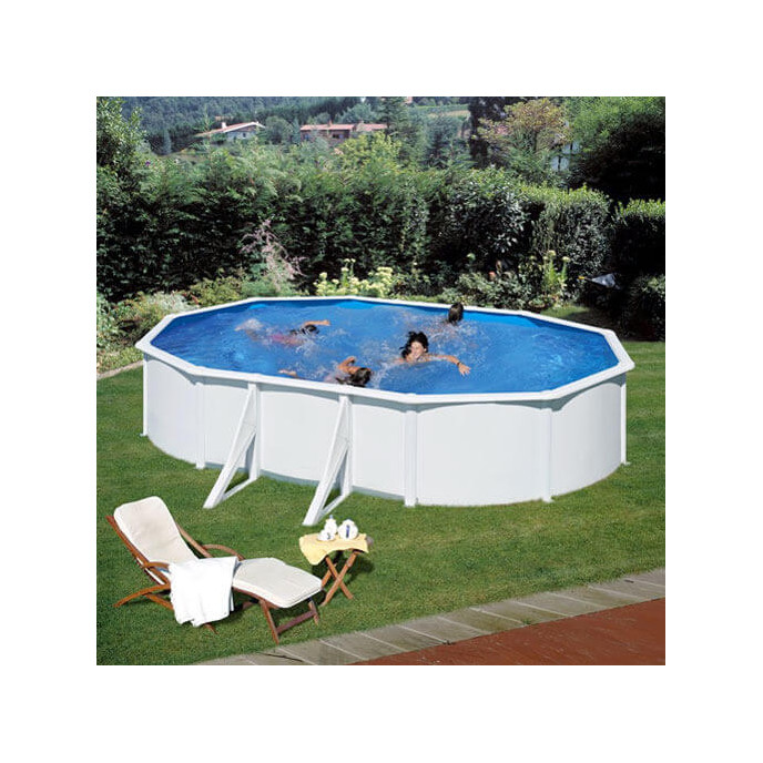 Piscine acier Gré ovale Fidji 634 x 399 x H.122 cm - Filtre à sable