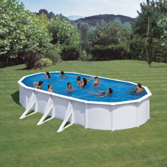 Piscine acier Gré ovale Fidji 744 x 399 x H.122 cm - Filtre à sable