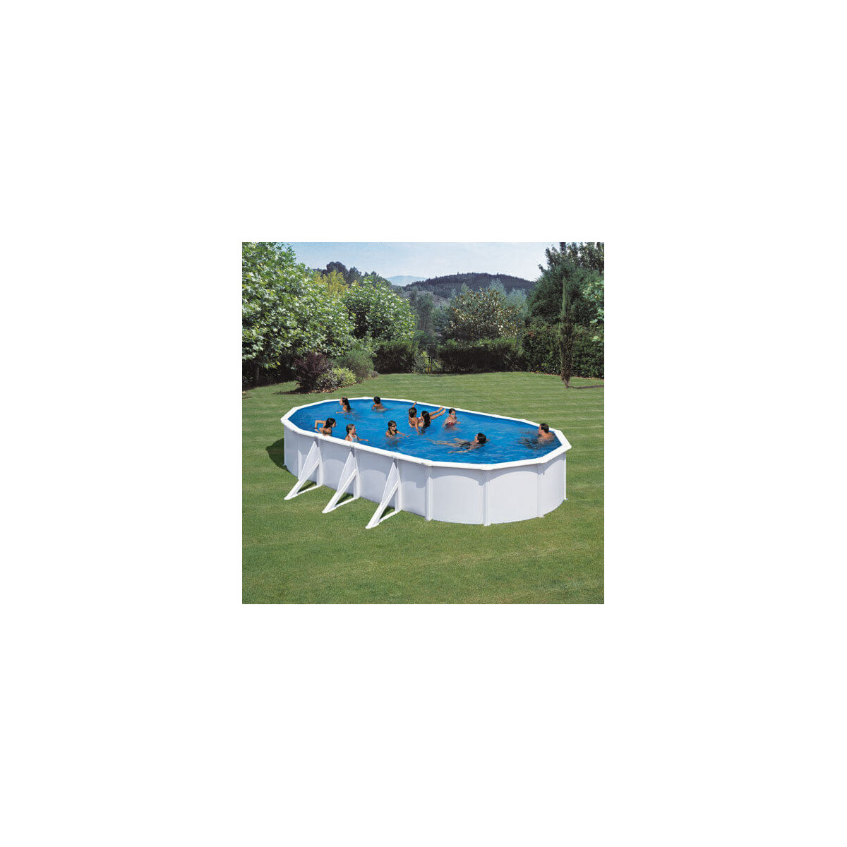 Piscine Hors Sol Gris Métal Prestige Ø4.90m H 1.32 