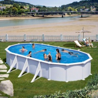 Piscine acier Gré ovale Atlantis 744 x 399 x H.132 cm - Filtre à sable