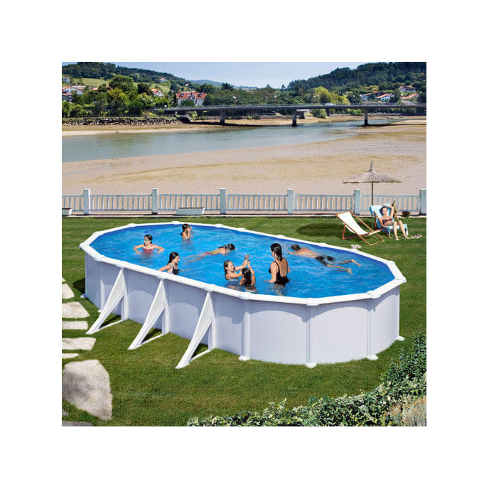 Piscine Pacific ronde grise 4,57 mx 1,32 m de profondeur avec paroi en  acier avec