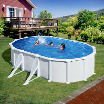 Piscine acier Gré ovale Atlantis 634 x 399 x H.132 cm - Filtre à sable