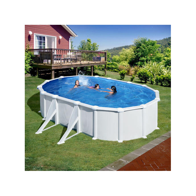 Piscine hors sol acier ovale 4,90 x 3,65 x 1,2 m blanche SAPHIR