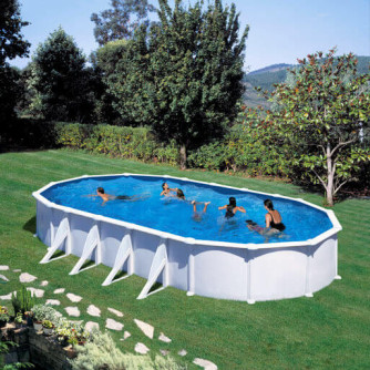 Piscine acier Gré ovale Atlantis 920 x 505 x H.132 cm - Filtre à sable