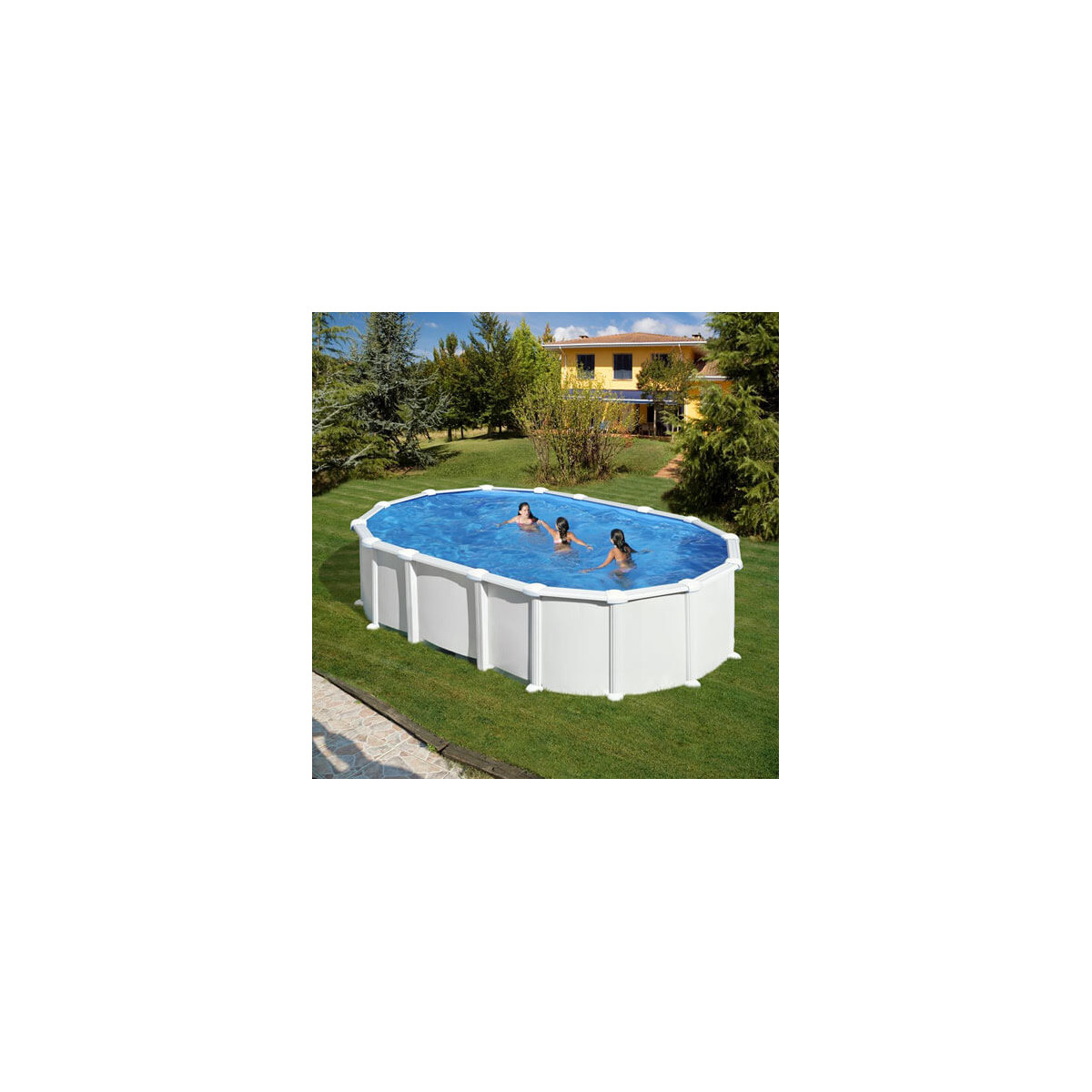 Piscine hors sol acier ovale ATLANTIS avec renforts apparents