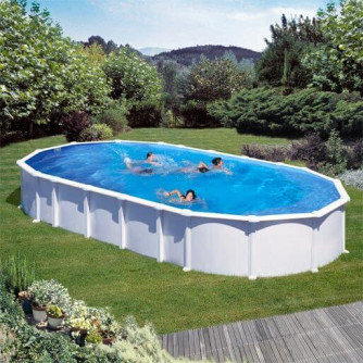 Piscine acier Gré ovale Haiti 815 x 490 x H.132 cm - Filtre à sable