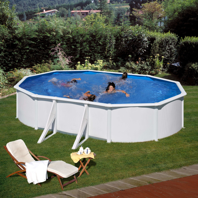 Piscine acier Gré ovale Fidji 527 x 327 x H.122 cm - Filtre à sable