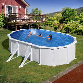 Piscine acier Gré ovale Atlantis 527 x 327 x H.132 cm - Filtre à sable