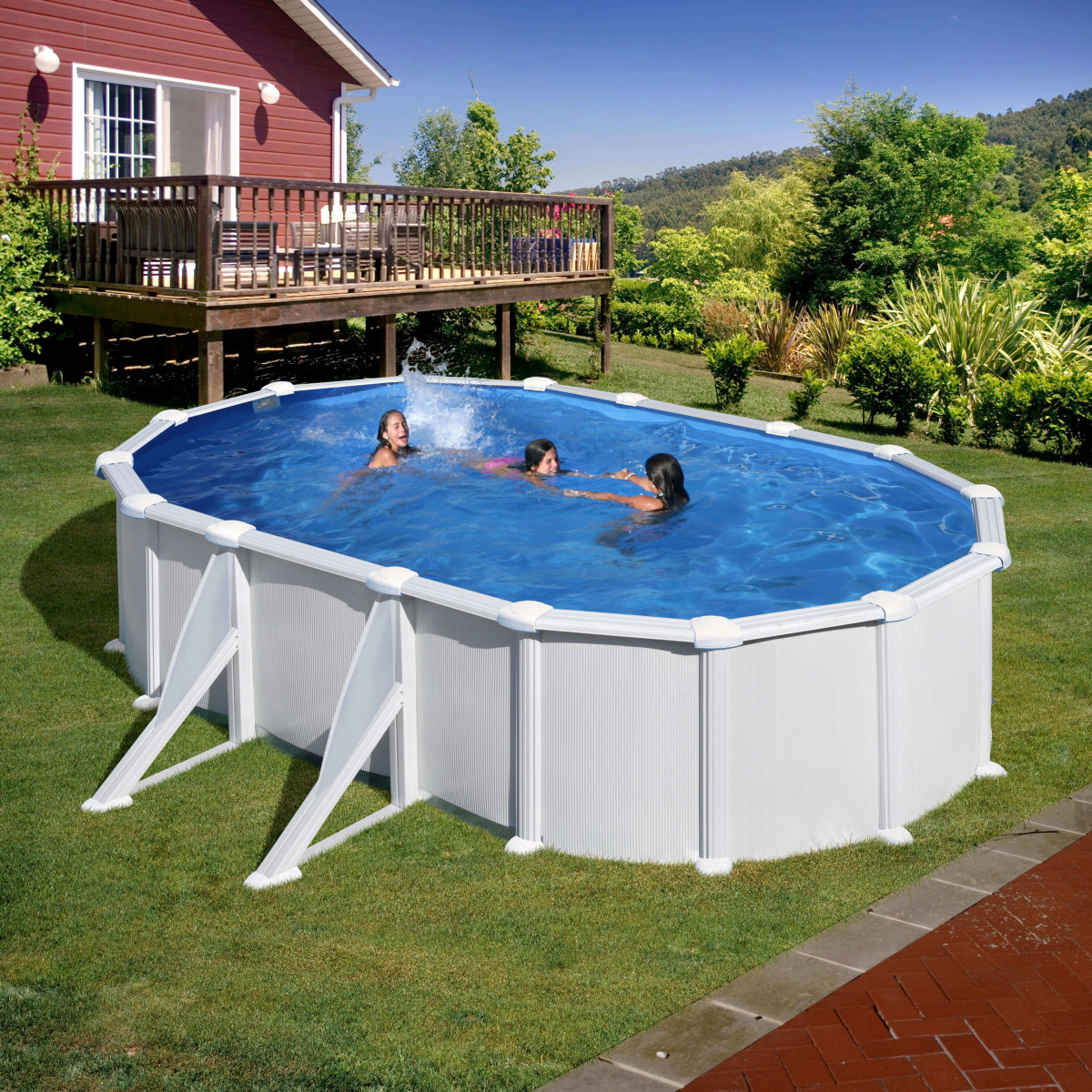 Piscine hors sol acier ovale avec jambes de force ATLANTIS 500 x 300 cm