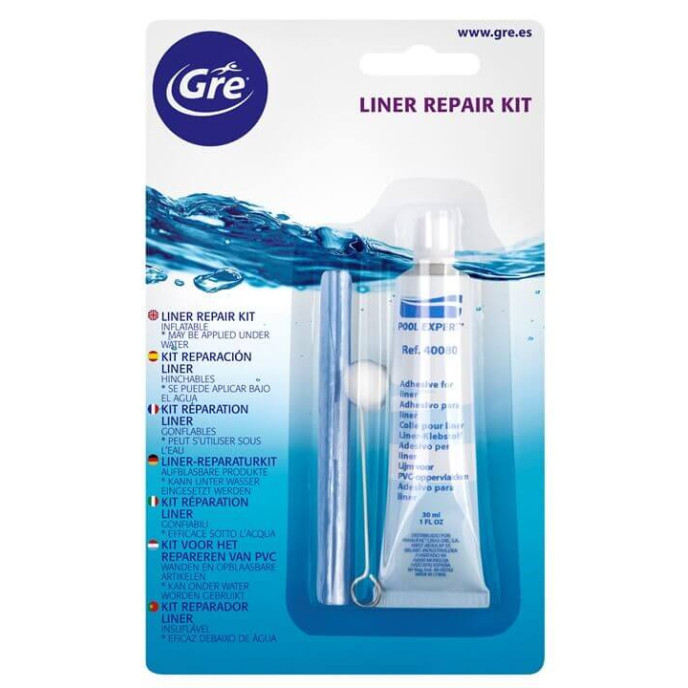 Kit réparation liner piscine (colle, rustine liner, applicateur)