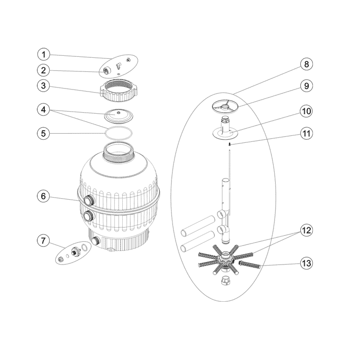 Vidange Filtre ASTRALPOOL Cantabric (Joints + Ecrou + Mamelon)