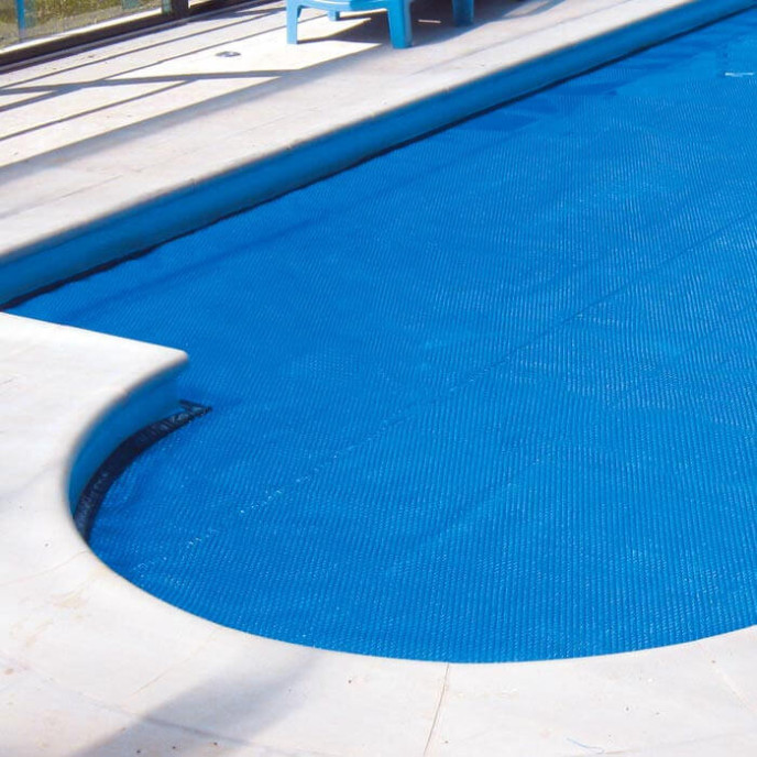 Bâche à bulles piscine sur-mesure 400 microns Bleu - Bordée 2 côtés
