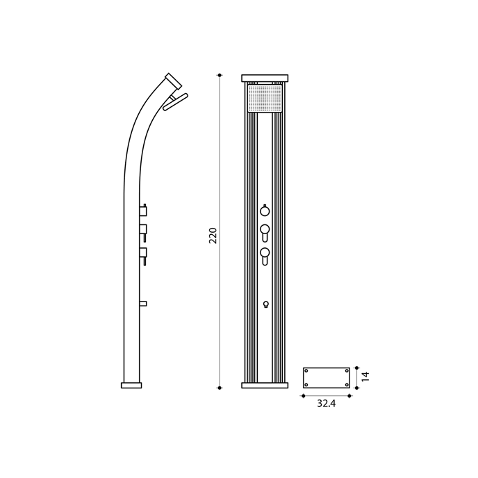 Douche solaire hybride DADA Curve 38L en aluminium anodisé Inox