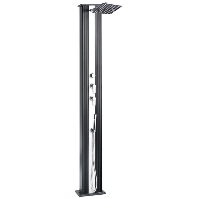 Douche Solaire hybride DADA 37L en aluminium Anthracite / Alu brossé