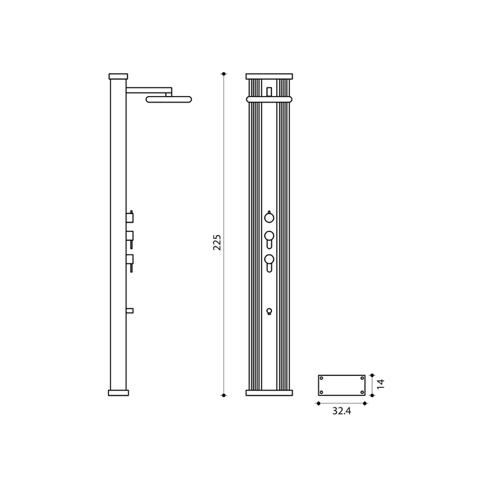 Douche Solaire hybride DADA 37L en aluminium Anthracite / Alu brossé