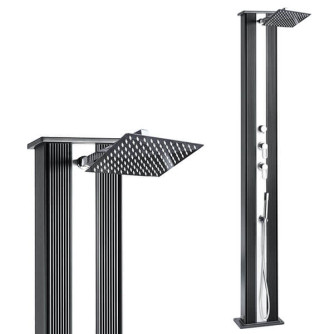 Douche Solaire hybride DADA 37L en aluminium Anthracite / Alu brossé