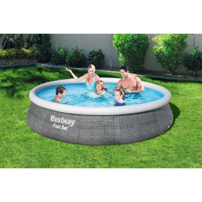 Piscine autoportée Bestway ronde Ø 396 x H.84 cm Fast Set Rotin