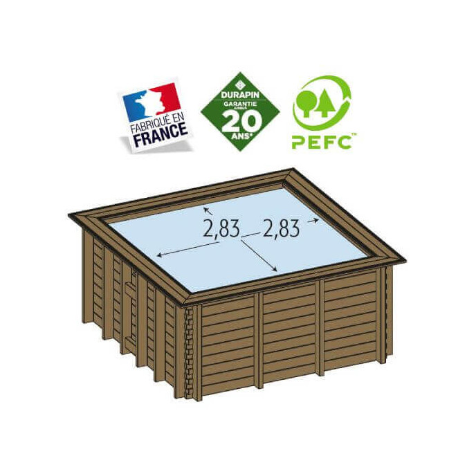 Piscine bois Maéva 300 x 300 x H.150 cm carrée