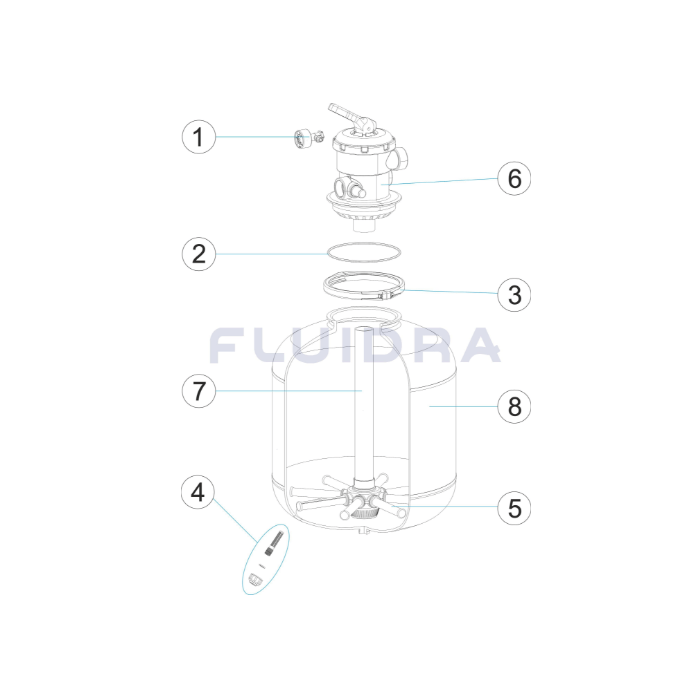 Collecteur + 8 crépines pour filtre Skypool 500 Top