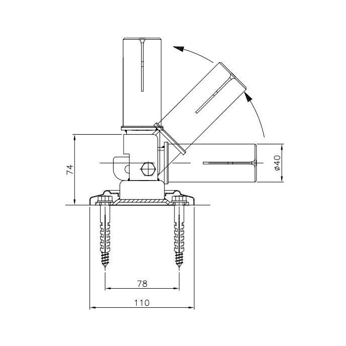 Ancrage articulé inox sur platine pour échelle