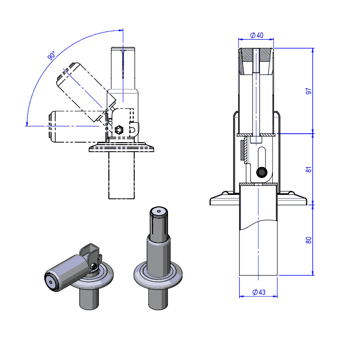 Ancrage articulé inox pour échelle