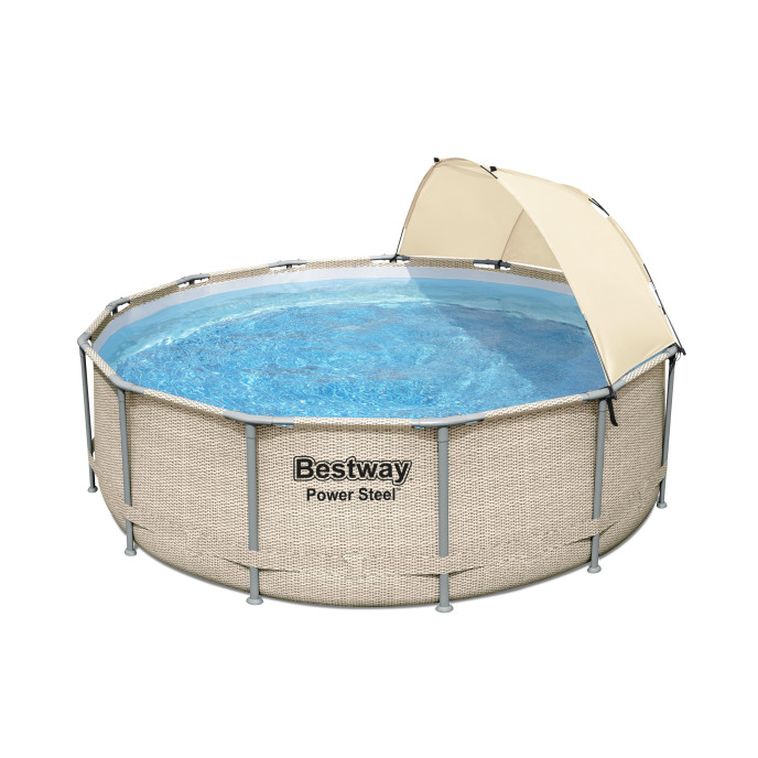 HORNBACH LU FR - WH_0723_LU_Gesamt_ES - Ensemble de piscine hors sol à  paroi en acier Planet Pool ronde Ø 350x90 cm avec groupe de filtration à  sable, skimmer, sable de filtration et échelle