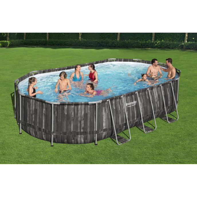 Piscine tubulaire Bestway ovale 6,10 x 3,66 x 1,22 m Power Steel