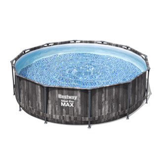 Piscine tubulaire Bestway ronde Ø 3,66 x 1,00 m Steel Pro Max - Bois Rustique