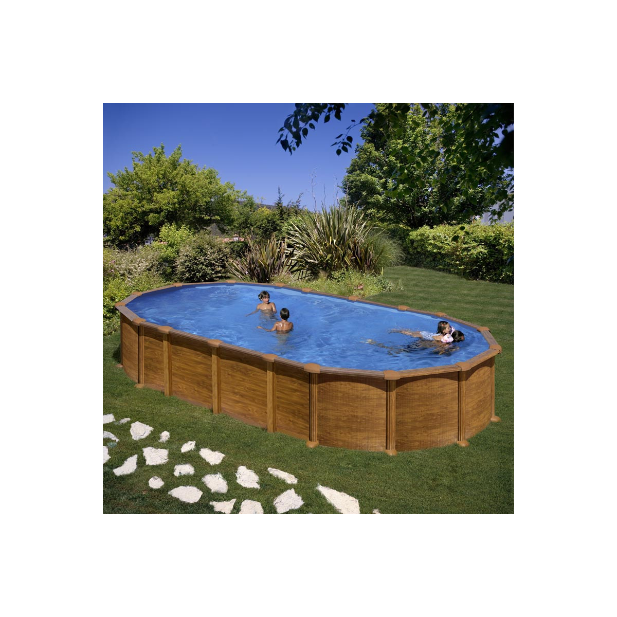 Piscine hors sol acier ovale 7,95m aspect bois OSMOSE : TRIGANO Store