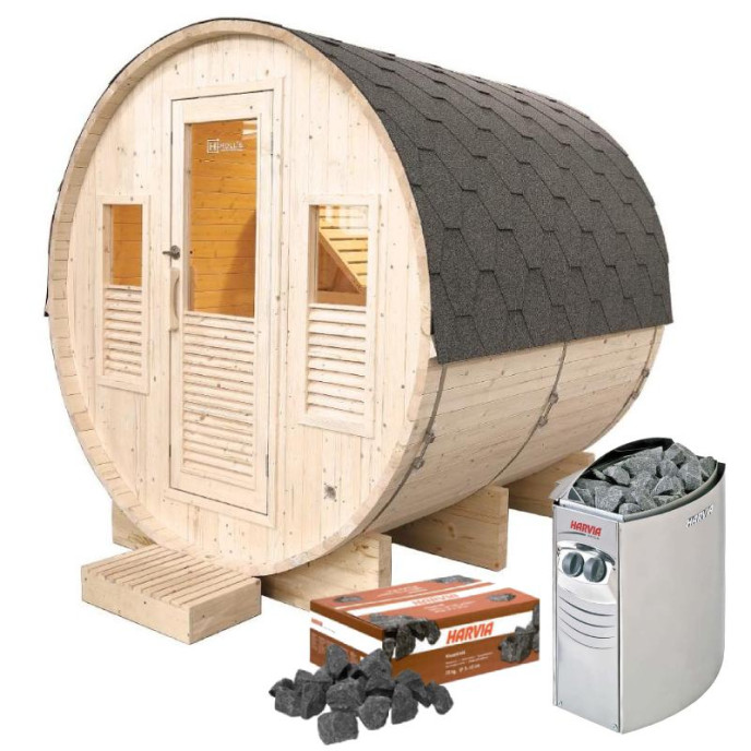 Pack sauna Gaïa Omega + poêle Harvia Vega 8 kW + pierres de lave