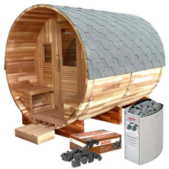 Pack sauna Gaïa Rossa + poêle Harvia Vega 8 kW + pierres de lave