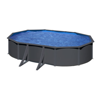 Piscine acier Gré ovale Louko 6,34 x 3,99 x H.122 cm - Filtre à sable