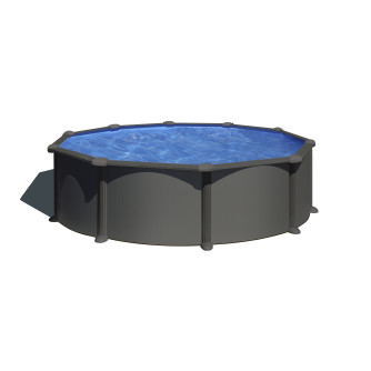 Piscine acier Gré ronde Antracita Ø 480 x 132 cm - Filtre à sable