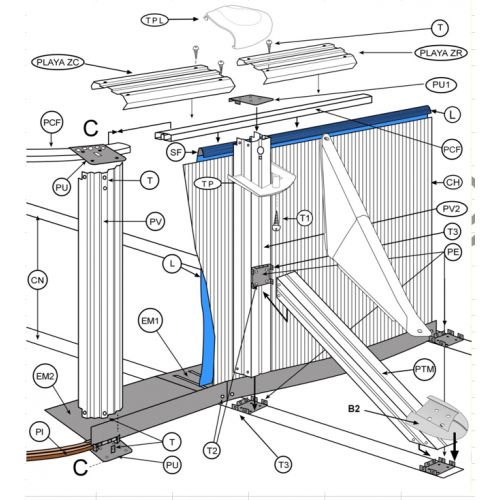 Cache plastique jambe de force bas B2 piscine hors sol métal (Gré)