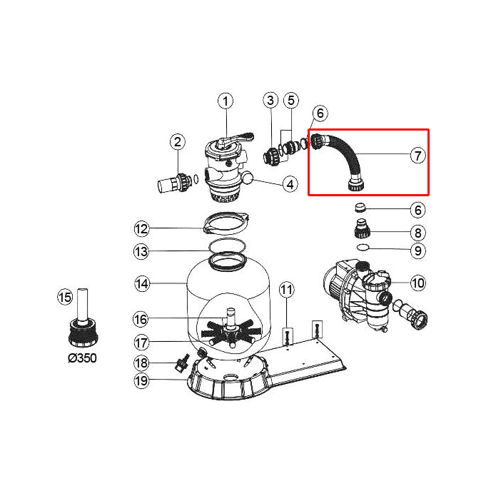 Tube de Liaison Avec Écrou Pour Fsp500 - 580mm