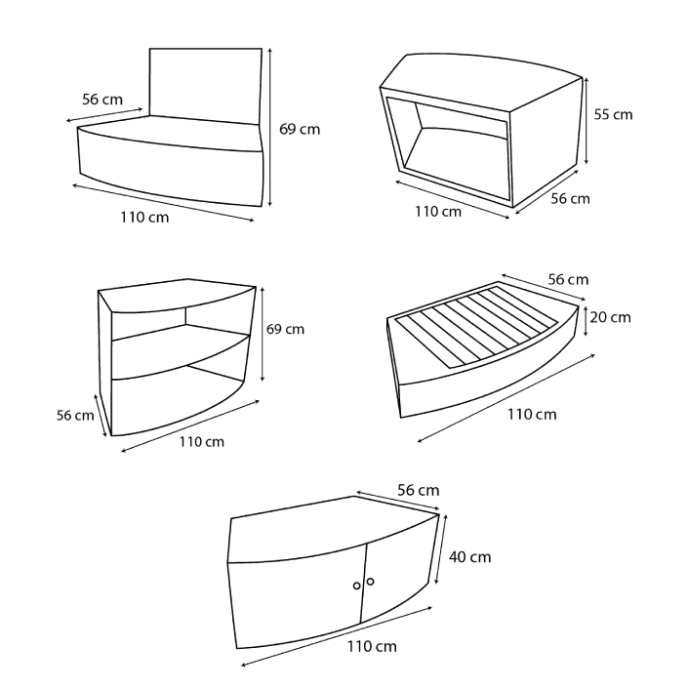 Mobilier 5 modules pour spa Octopus