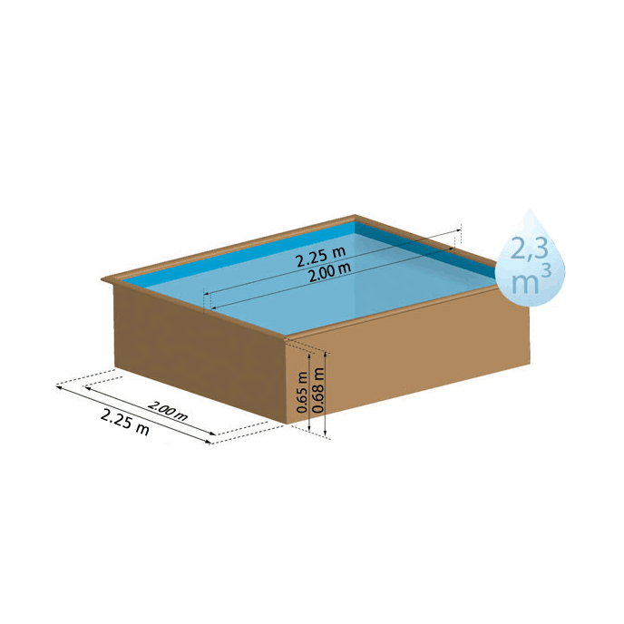 Piscine bois City 225 x 225 x H 68 cm