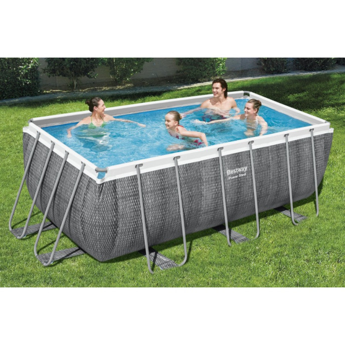 Piscine tubulaire Bestway rectangulaire 4,12 x 2,01 x 1,22 m Power Steel Rotin