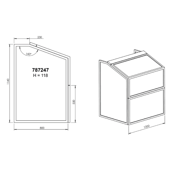 Coffre de filtration en bois H120 cm avec serrure à clé