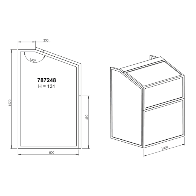 Coffre de filtration en bois H133 cm avec serrure à clé