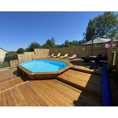 Piscine bois Cannelle 551 x 351 x H 119 cm